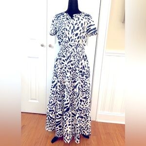 Cynthia Rowley Blue and White Cotton Midi Dress